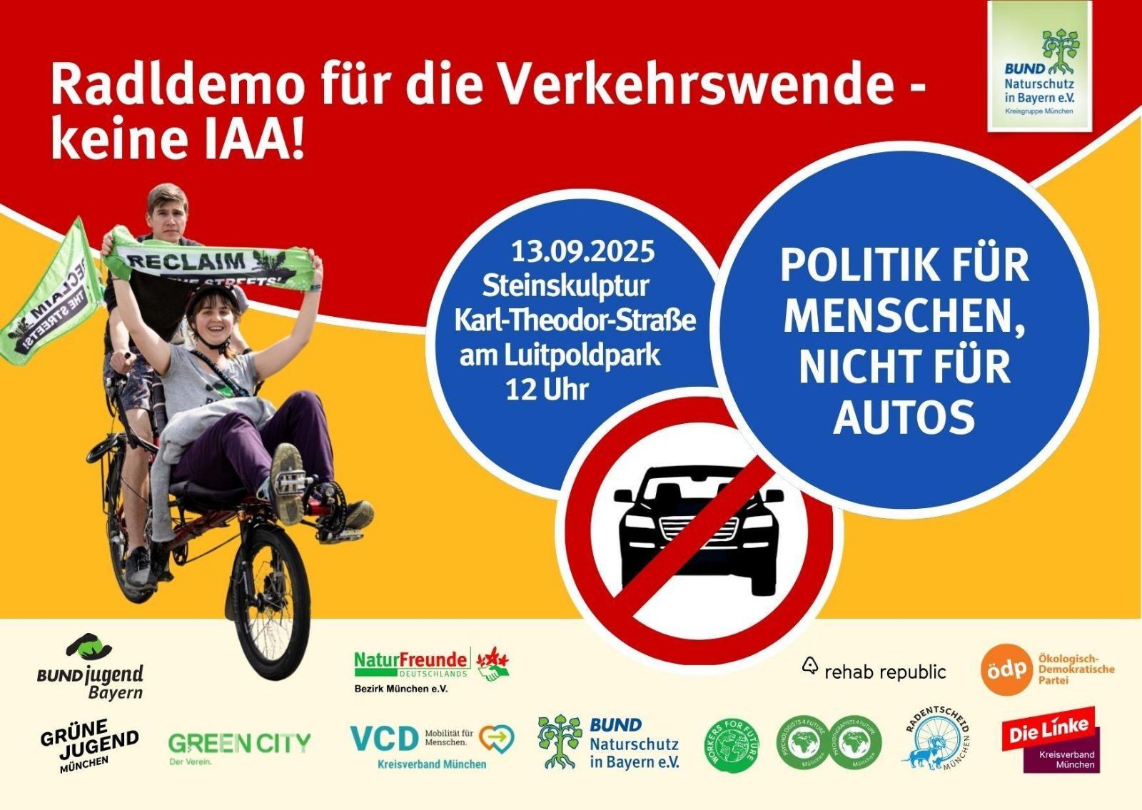 Politik für Menschen, nicht für Autos!  Radldemo für die Verkehrswende