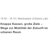 Diskussion auf dem Marienplatz👉 Knappe Kassen, große Ziele – Wege zur Mobilität der Zukunft im urbanen Raum