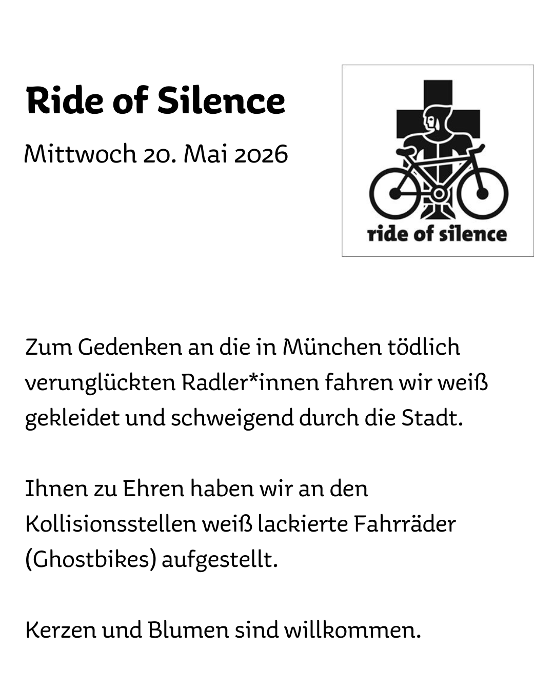 Ride of Silence Mittwoch 20. Mai 2026