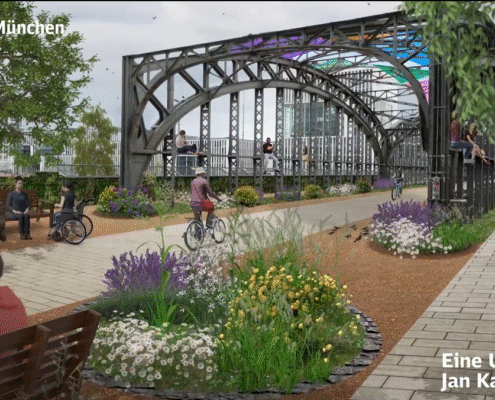 Hackerbrücke Utopie von Jan Kamensky in Kooperation mit der SBahn München